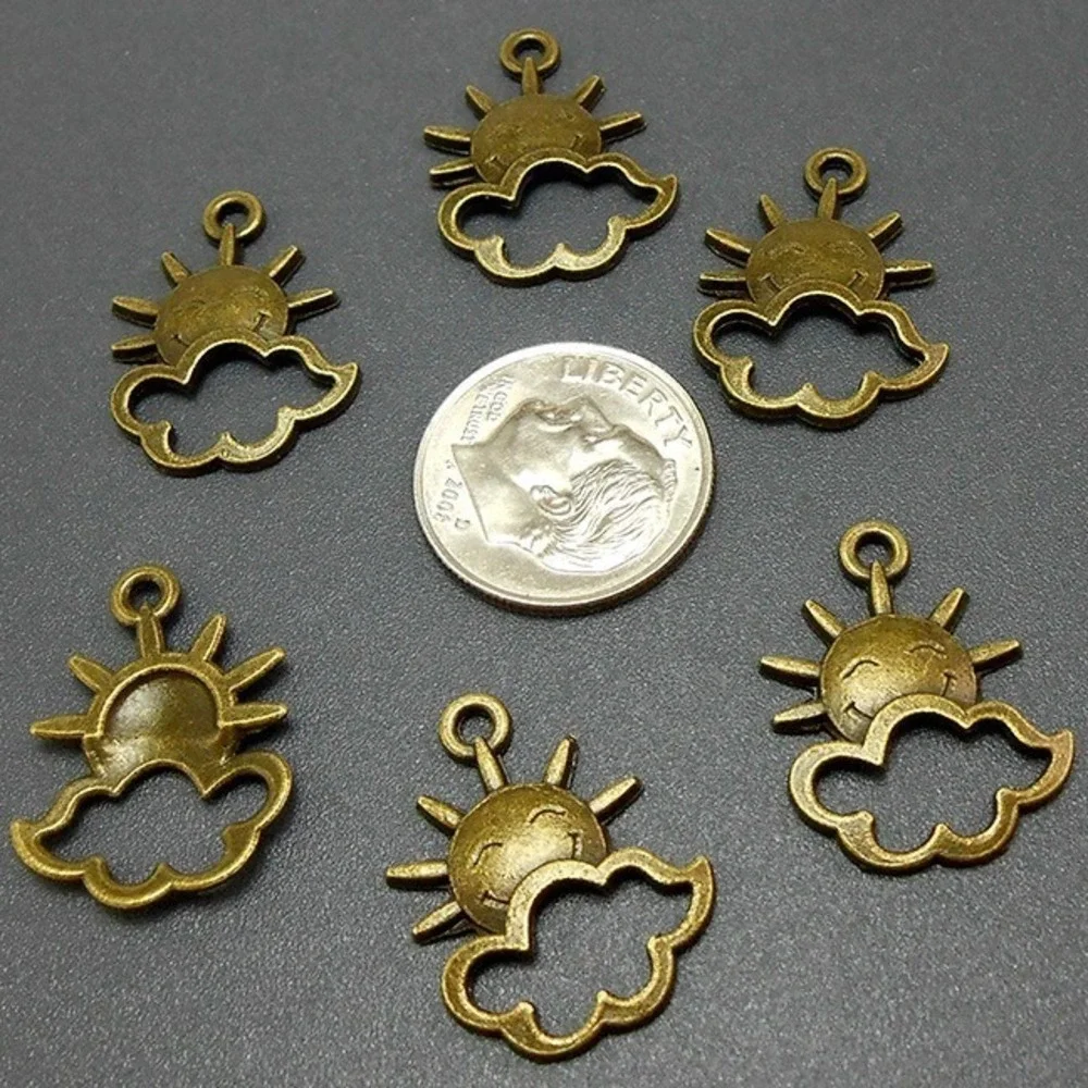 12pcs Sun Charms bronze tone metal clouds‎ weather
